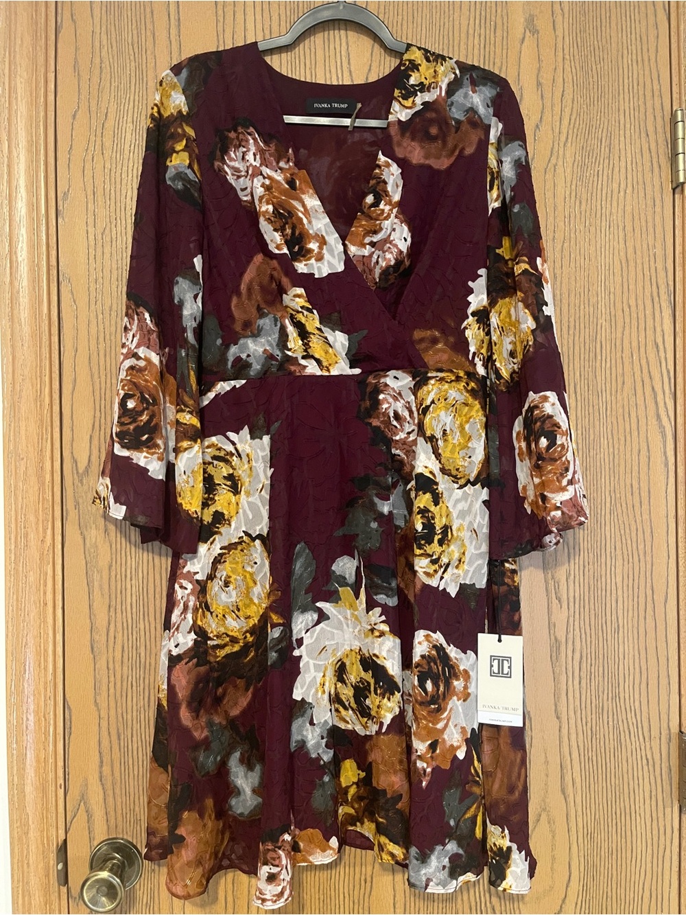 Floral Dress in Burgundy by Ivanka Trump